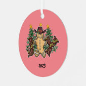 Joy Country Ginger Brood Man Kerstmis Metalen Ornament (Voorkant links)