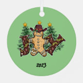 Joy Country Ginger Brood Man Kerstmis Metalen Ornament (Achterkant)