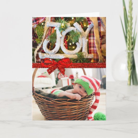 Joy country kerstkaart met je eigen foto feestdagen kaart (Voorkant)