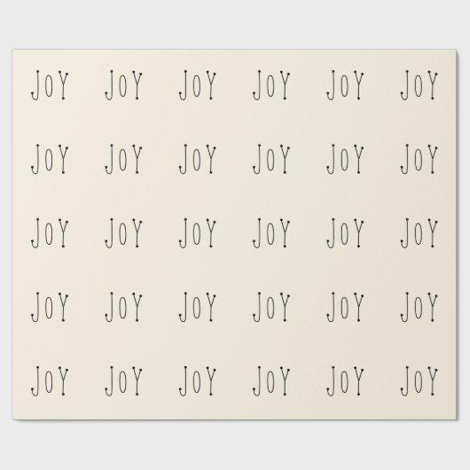 Joy Cream Beige Black Modern Fun Kerstfeestdag Cadeaupapier (Vlak)