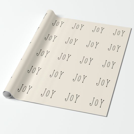 Joy Cream Beige Black Modern Fun Kerstfeestdag Cadeaupapier (Uitgerold)