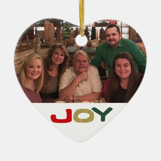 Joy Custom 2-side Family-fotokerstmis Keramisch Ornament (Voorkant)