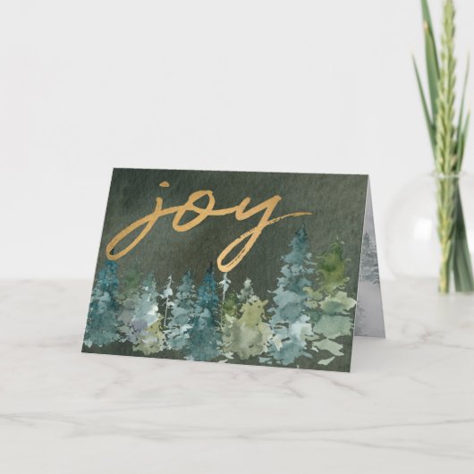 Joy Custom Family Foto Green Forest kerst Feestdagen Kaart (Voorkant)
