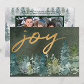 Joy Custom Family Foto Green Forest kerst Feestdagenkaart (Voorkant / Achterkant)