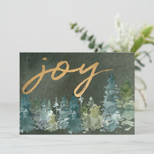 Joy Custom Family Foto Green Forest kerst Feestdagenkaart (Staand voorkant)