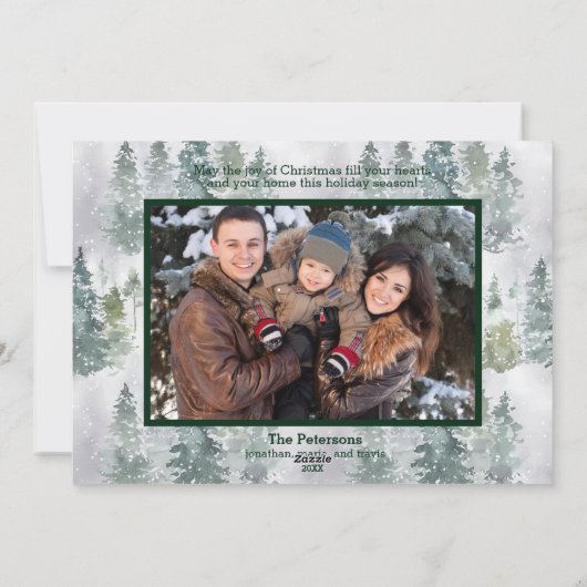 Joy Custom Family Foto Green Forest kerst Feestdagenkaart (Achterkant)