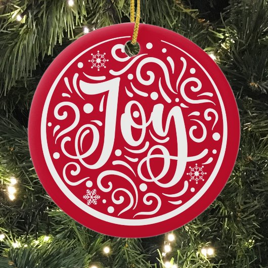 Joy Custom Family Foto met kerstfeestdag Red Keramisch Ornament