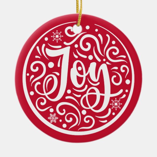 Joy Custom Family Foto met kerstfeestdag Red Keramisch Ornament (Voorkant)