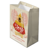 Joy | Cute Forest Bear Christmas Winter Party Medium Cadeauzakje (Achterkant Gekanteld)
