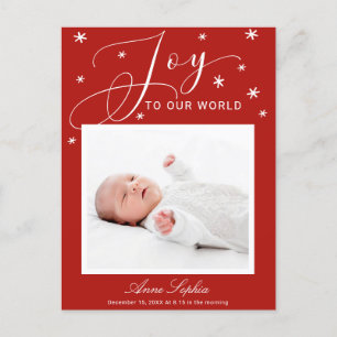 Joy Cute Script Photo met kerstfeest aankondiging