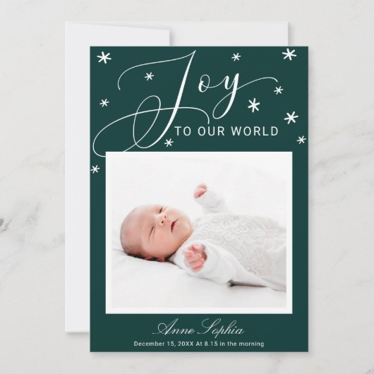 Joy Cute Script Photo met kerstfeest aankondiging (Voorkant)