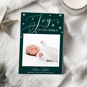 Joy Cute Script Photo met kerstfeest aankondiging