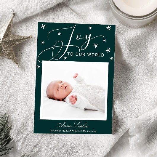 Joy Cute Script Photo met kerstfeest aankondiging