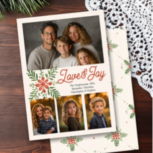 Joy  Dainty Flower Family Christmas 4 Foto Feestdagenkaart