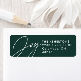 Joy dark green kerstvakantie retouradres etiket