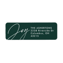 Joy dark green kerstvakantie retouradres etiket