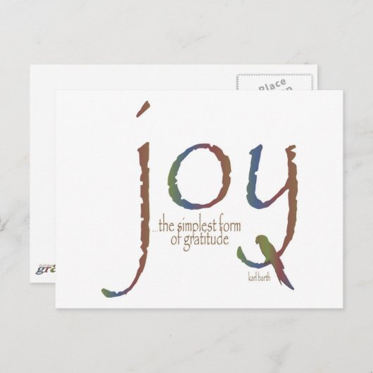 "Joy...de eenvoudigste vorm van dankbaarheid " Briefkaart (Voorkant / Achterkant)