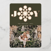 Joy Decorative Flower Kerstmis Ornament Elegant Folie Feestdagenkaart (Voorkant)