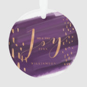 Joy | Deep Paarse Waterverf Was Passen getrouwd Fo Ornament (achterkant)