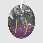 Joy | Deep Paarse Waterverf Was Passen getrouwd Fo Ornament (voorkant)