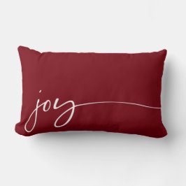 Joy Deep Red Elegant Script Typografie kerst Kussen