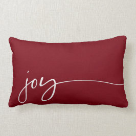 Joy Deep Red Elegant Script Typografie kerst Kussen