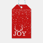 Joy Deer Antlers Holiday Kerstmis Alle kleuren ter Cadeaulabel (Achterkant)