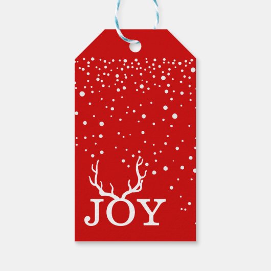 Joy Deer Antlers Holiday Kerstmis Alle kleuren ter Cadeaulabel (Achterkant)