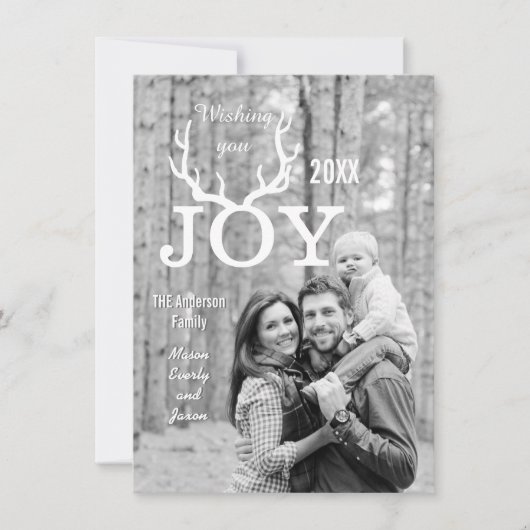 Joy Deer Antlers Holiday Kerstmis Alle kleuren ter Feestdagenkaart (Voorkant)
