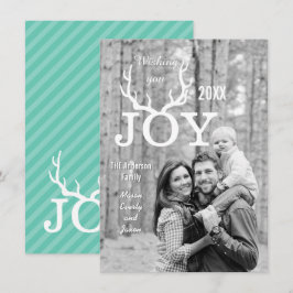 Joy Deer Antlers Holiday Kerstmis Alle kleuren ter Feestdagenkaart