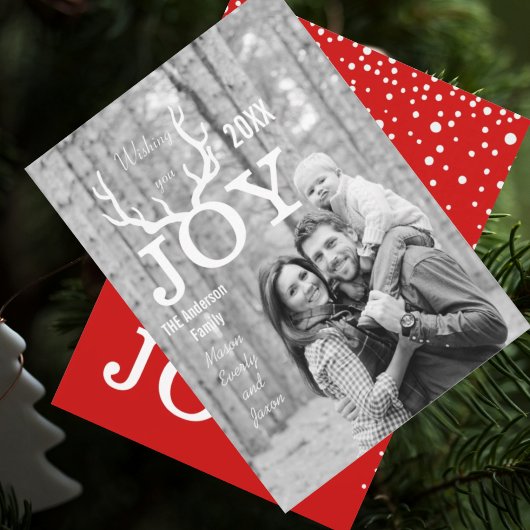 Joy Deer Antlers Holiday Kerstmis Alle kleuren ter Feestdagenkaart