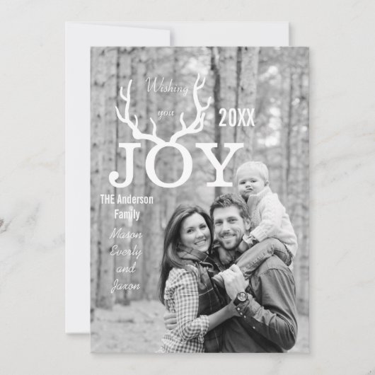 Joy Deer Antlers Holiday Kerstmis Alle kleuren ter Feestdagenkaart (Voorkant)
