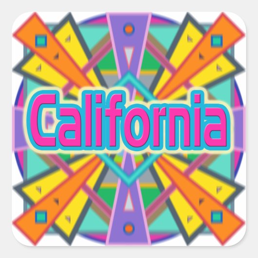 Joy Design "California"-Stickers Vierkante Sticker (Voorkant)