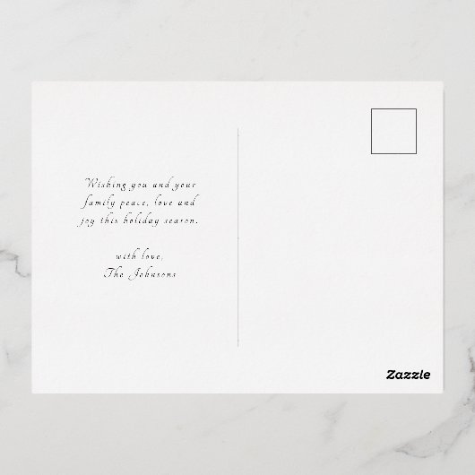 Joy Dog Foto donkergroene kerstmis met goud Folie Feestdagen Briefkaart (Achterkant)