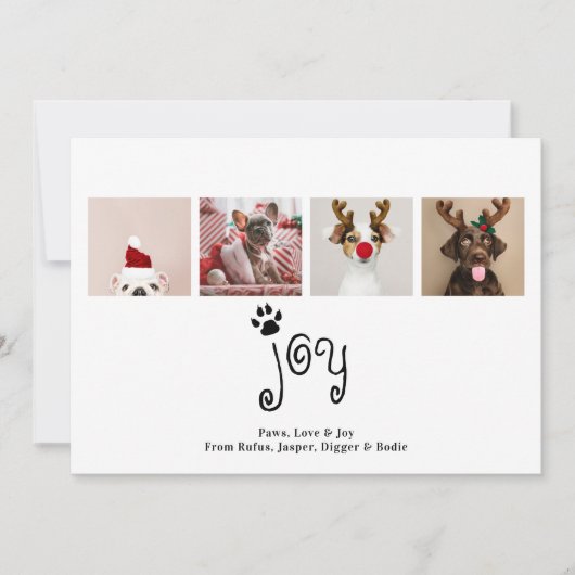 Joy Dog Kerstmis 4-fotokaart Kaart (Voorkant)
