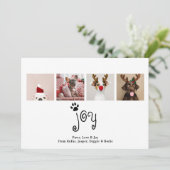 Joy Dog Kerstmis 4-fotokaart Kaart (Staand voorkant)