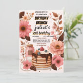 joy Donut pannenkoek volwassen roze Brunch 30e ver Kaart (Staand voorkant)