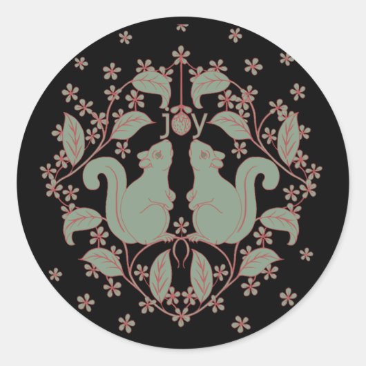 Joy Eekhoorns met Bloemen Animal Art Gift Label (Voorkant)