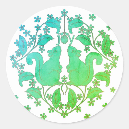 Joy Eekhoorns met Bloemen Animal Art Sticker (Voorkant)