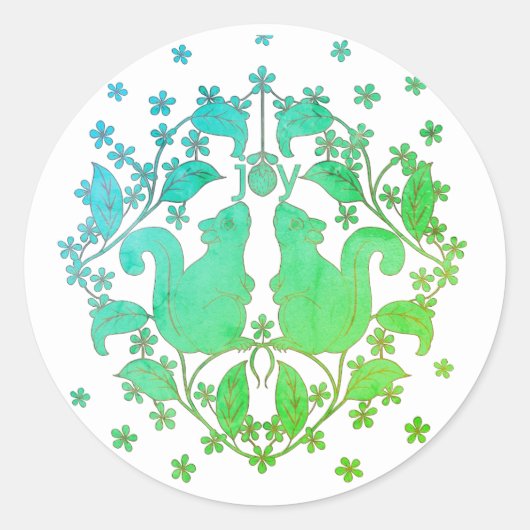 Joy Eekhoorns met Bloemen Animal Art Sticker (Voorkant)