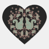 Joy Eekhoorns met Bloemen Dierlijke Kunst Hart Sti Hart Sticker (Voorkant)