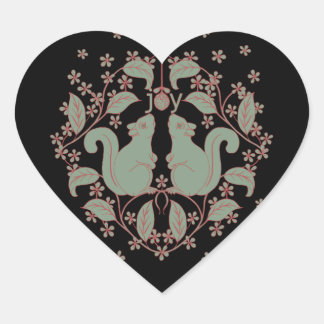 Joy Eekhoorns met Bloemen Dierlijke Kunst Hart Sti Hart Sticker