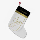 Joy! Eenvoudig Elegant Gold Black & White Kleine Kerstsok (Voorkant (Hangend))