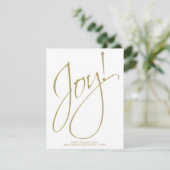 Joy! Eenvoudig elegant Gold & White Small Business Feestdagenkaart (Staand voorkant)