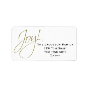 Joy! Eenvoudig, wit kerstfeestdag, retouradres Etiket