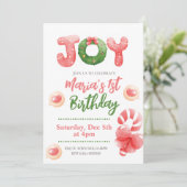 Joy Eerste Kerstdag Uitnodiging (Staand voorkant)