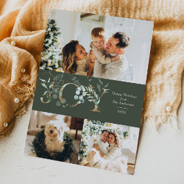 JOY Elegant 3 foto goud groen Feestdagenkaart