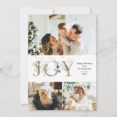 JOY Elegant 3 Foto Goud Groene Kerst Feestdagenkaart (Voorkant)