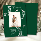 Joy Elegant Christmas Floral Typography Photo Feestdagenkaart