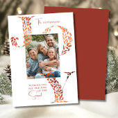 Joy Elegant Christmas Floral Typography Photo  Feestdagenkaart